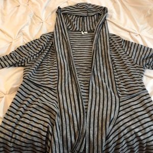 Black/grey striped hooded sweater